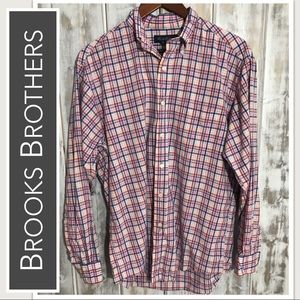 💙 Brooks Brothers Button-Down in Pink & Blue Plaid EUC